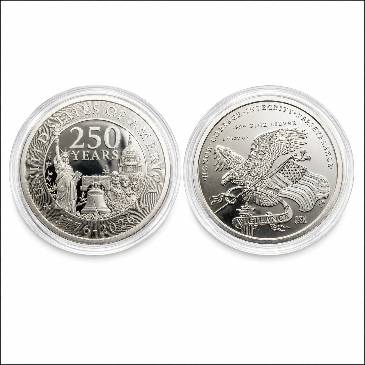 1 OZ .999 Fine Silver Heritage Commemorative Coin with Protective Capsule, Anniversary Collectible Round, Premium Metal Keepsake for Hobby Collection, Display Decor, Coin Enthusiast Gift, Collector Souvenir