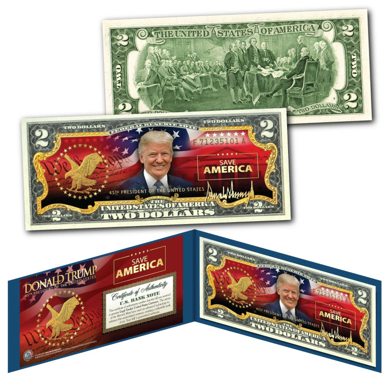 DONALD TRUMP President SAVE AMERICA Official Genuine Legal Tender $2 U.S. Bill-1