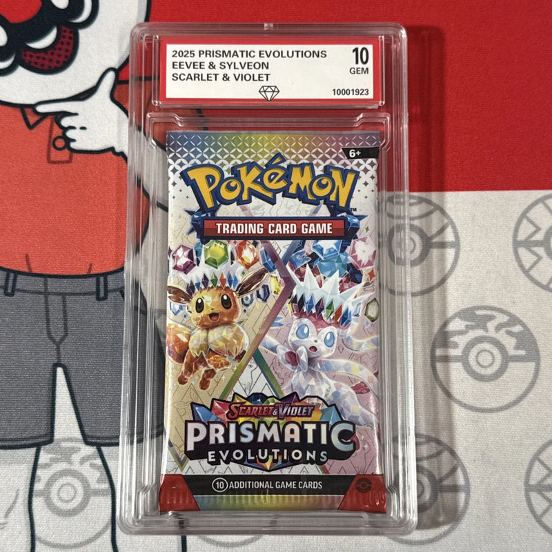 Graded 10 2025 Prismatic Evolutions Sealed Booster Cards Pack Eevee Sylveon-5