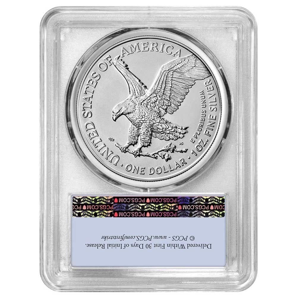Etiqueta de bandera American Silver Eagle PCGS MS70 FS de $1 de 1 oz 2026 (W)