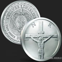 Jesus Christ Crucifixion INRI 1 oz .999 Fine Silver Round, Religious Art Collectible, Faith Inspired Commemorative Piece, Spiritual Theme Display, Precious Metal Collection, Protective Capsule Included-1