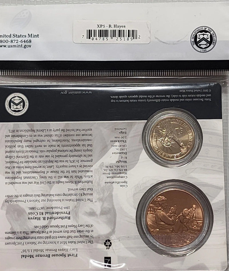 Presidential $1 Coin and Spouse Medal Set: Rutherford & Lucy Hayes-1