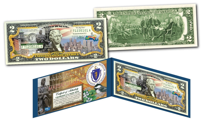 MASSACHUSETTS OFFICIAL Genuine Legal Tender $2 Bill Honoring America's 50 States-1