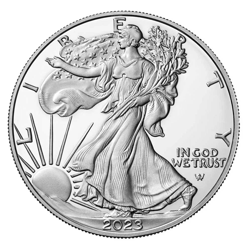 Moneda American Silver Eagle de 1 oz de $1 2023-W con caja, OGP y certificado de autenticidad