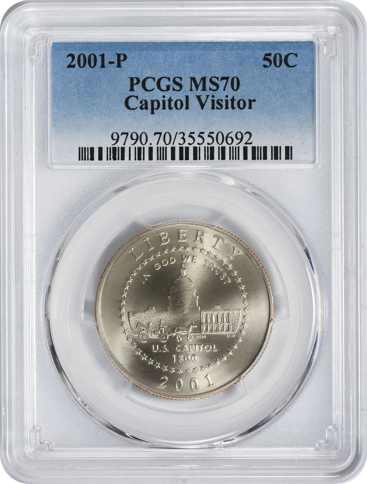 2001-P Capitol Visitor Commemorative Half Dollar MS70 PCGS Mint State 70-1