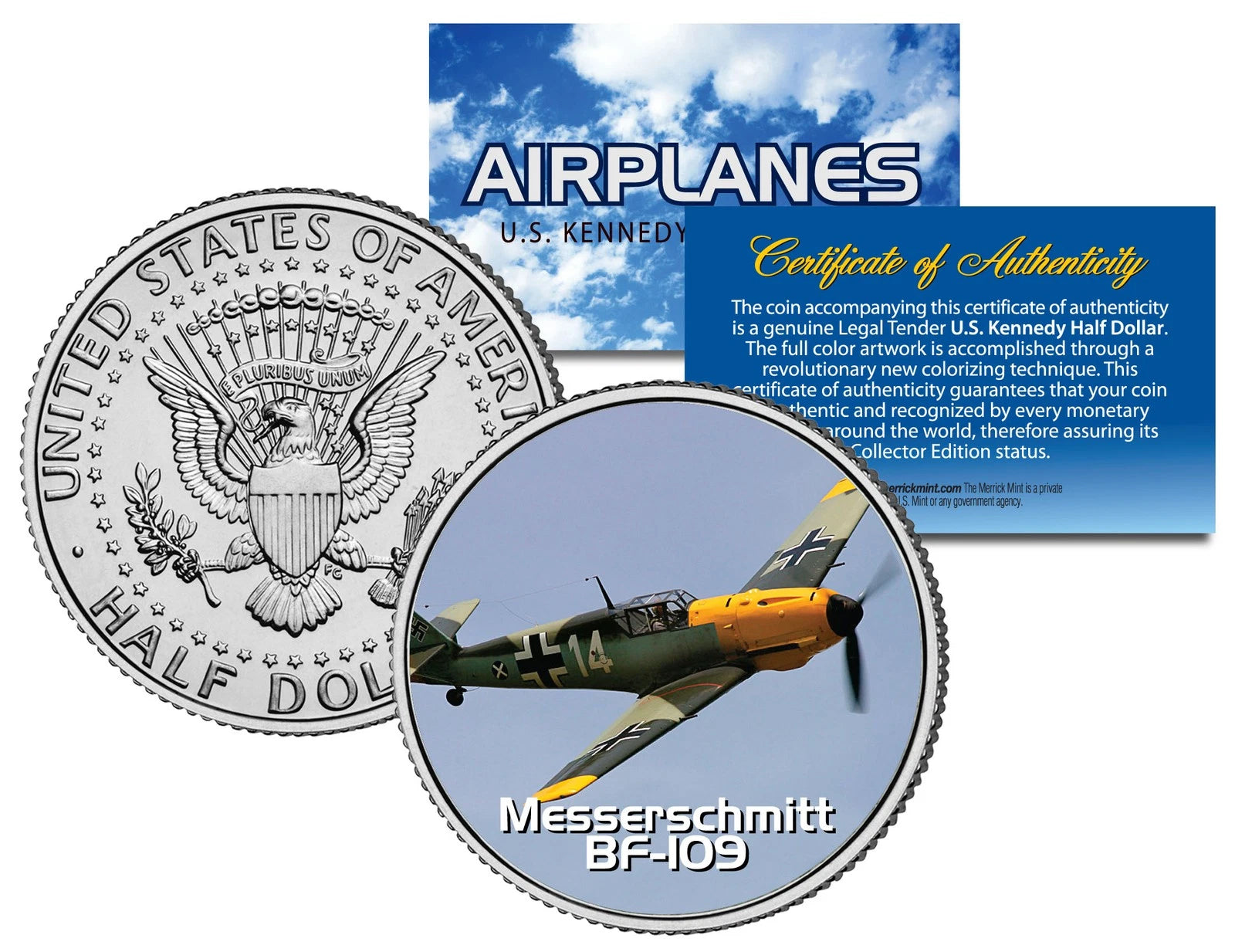 MESSERSCHMITT BF-109 * Airplane Series * JFK Kennedy Half Dollar US Coin-1