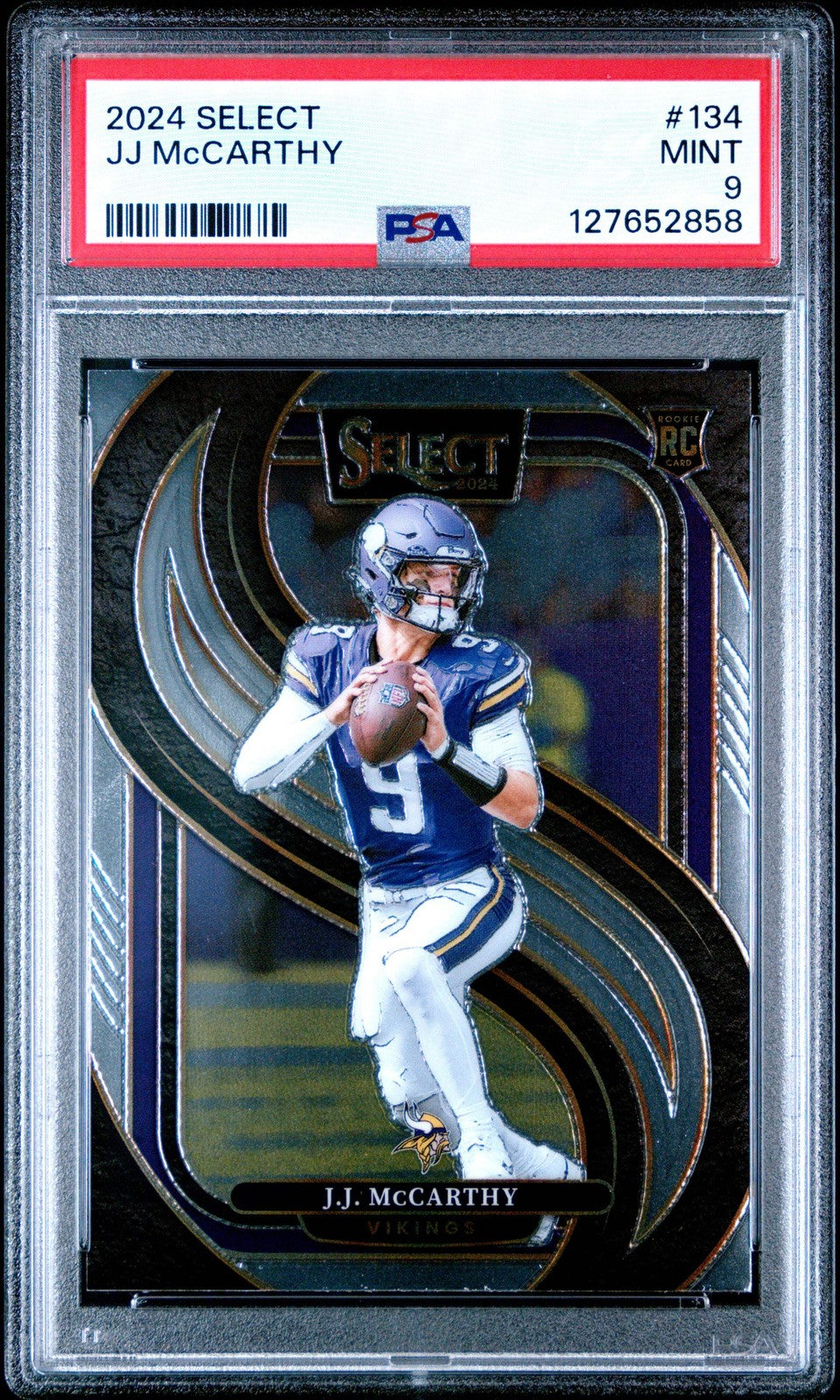 Graded 2024 Panini Select JJ McCarthy #134 Rookie RC Football Card PSA 9 Mint-1