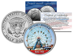 CONEY ISLAND WONDER WHEEL Colorized JFK Kennedy Half Dollar US Coin BROOKLYN NY-1