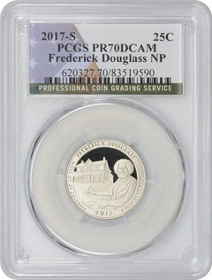 Moneda de veinticinco centavos del Parque Nacional Frederick Douglass ATB con bandera 2017-S PR70DCAM PCGS-1