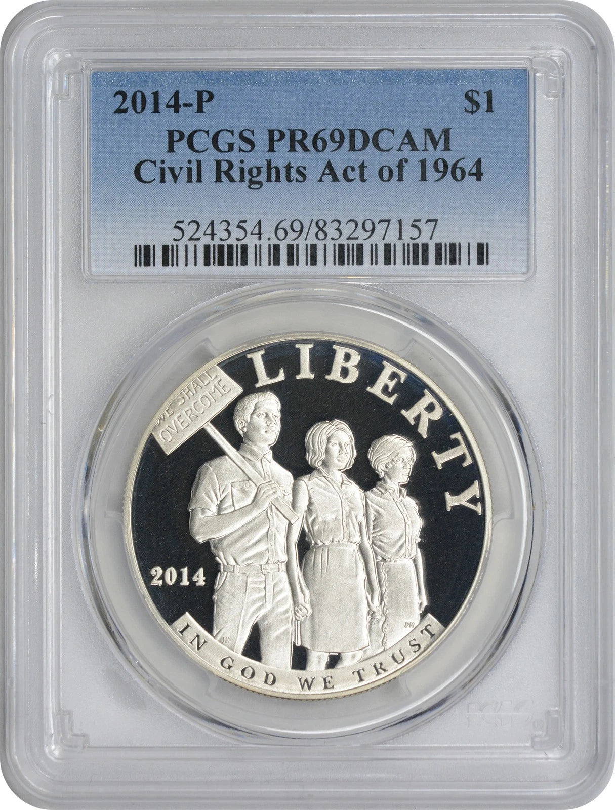 2014-P Civil Rights Act of 1964 Commemorative Silver Dollar PR69DCAM PCGS