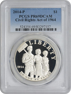 2014-P Civil Rights Act of 1964 Commemorative Silver Dollar PR69DCAM PCGS-1
