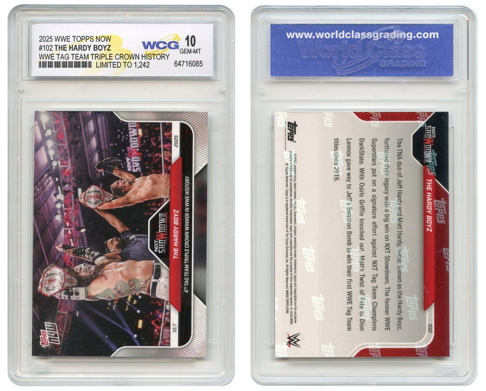 2025 WWE Topps Now THE HARDY BOYZ Tag Team Triple Crown Card #102 - GEM MINT 10-3