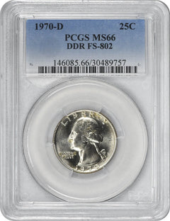 1970-D Washington Quarter DDR FS-802 MS66 PCGS-1