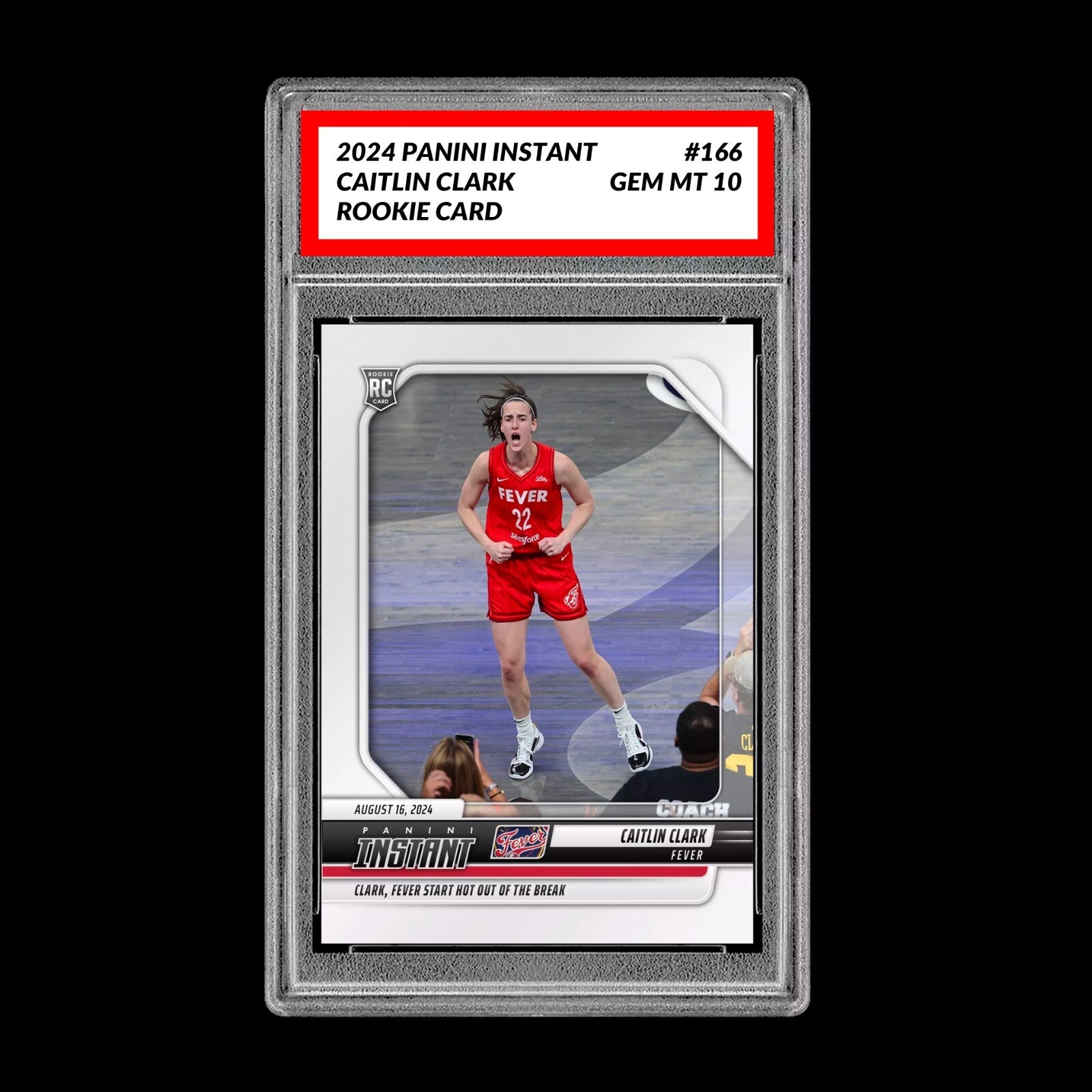 Graded 10 CAITLIN CLARK #166 RC Rookie Card 2024 Panini Instant Indiana Fever