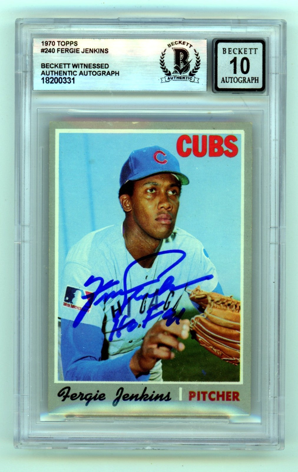 Fergie Jenkins 1970 Topps #240 Signed w/ HOF Insc Beckett BGS 10 Auto Cubs-1