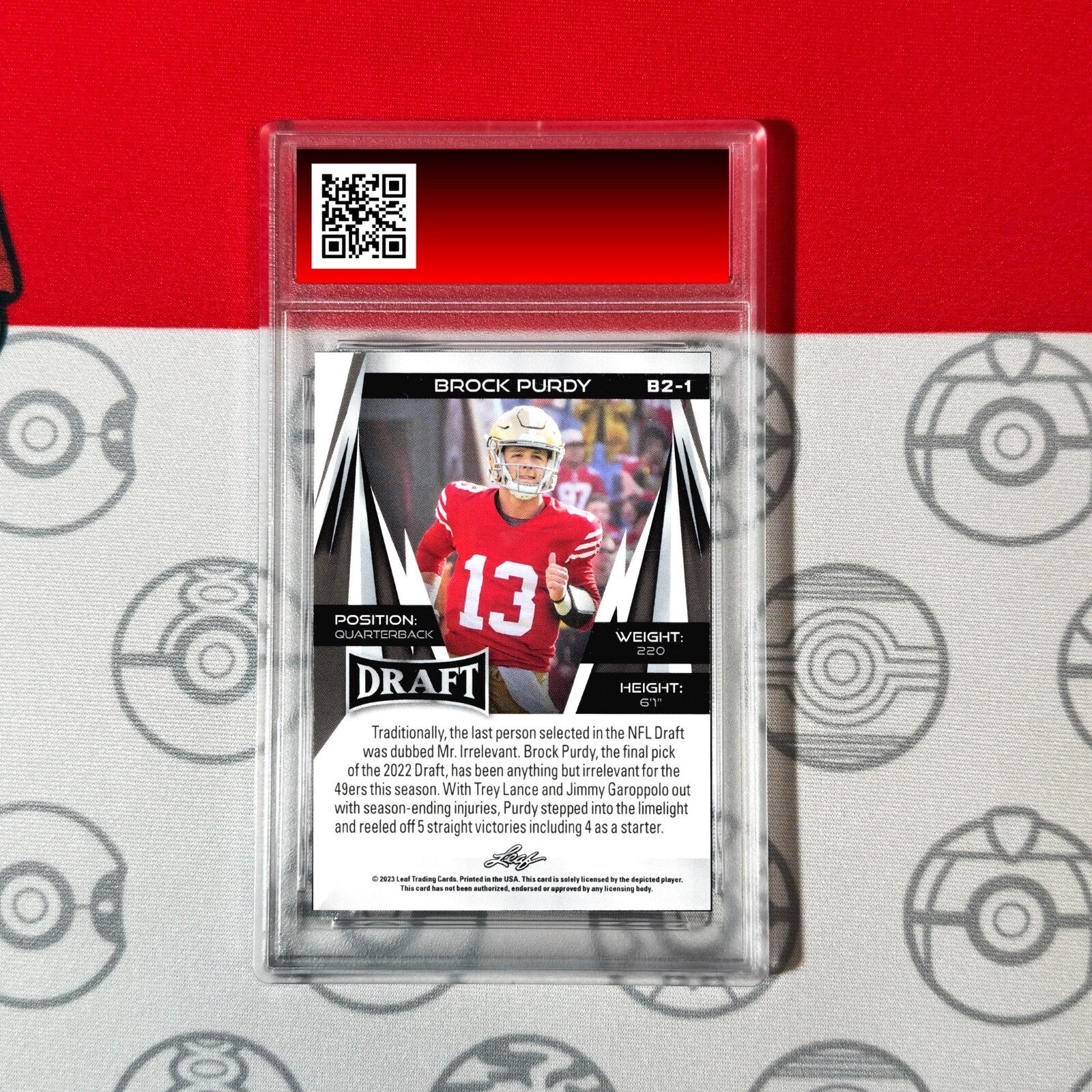 Graded 10 Brock Purdy DRAFT Quarterback 2023 Leaf Draft Football #B2-1-2