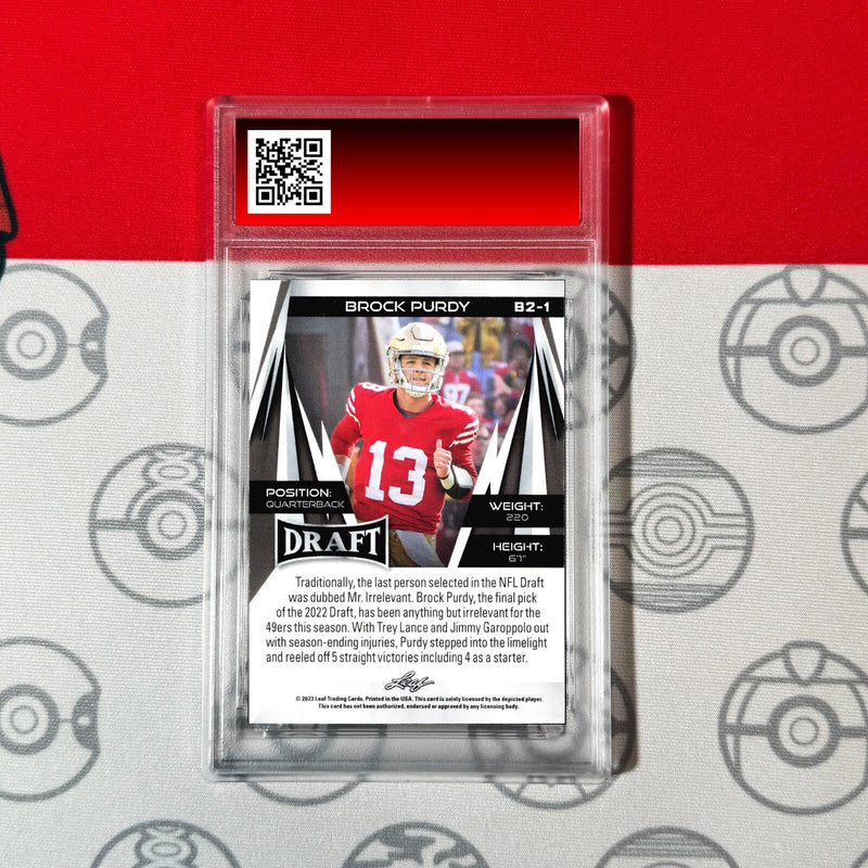 Graded 10 Brock Purdy DRAFT Quarterback 2023 Leaf Draft Football #B2-1-2