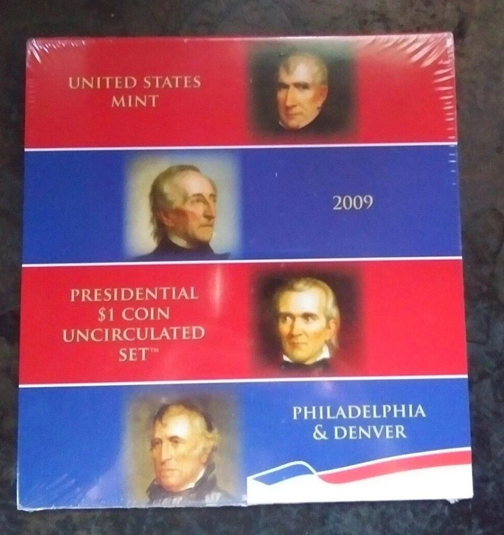 2009 US Presidential Dollar P & D Uncirculated Set 8 Coins US Mint COA ~ Sealed-2