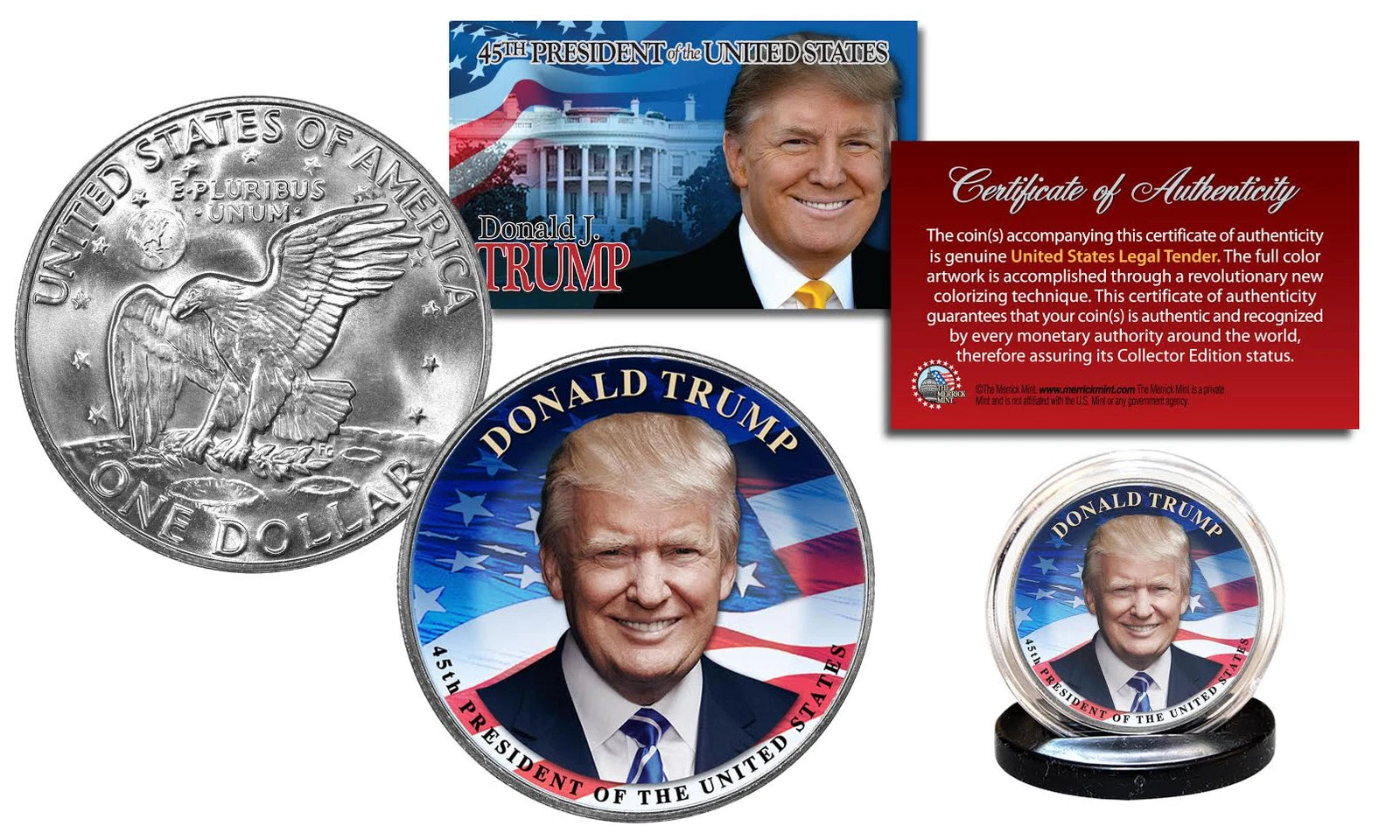 DONALD TRUMP Pres. Official Genuine Legal Tender IKE EISENHOWER $1 Dollar Coin-1