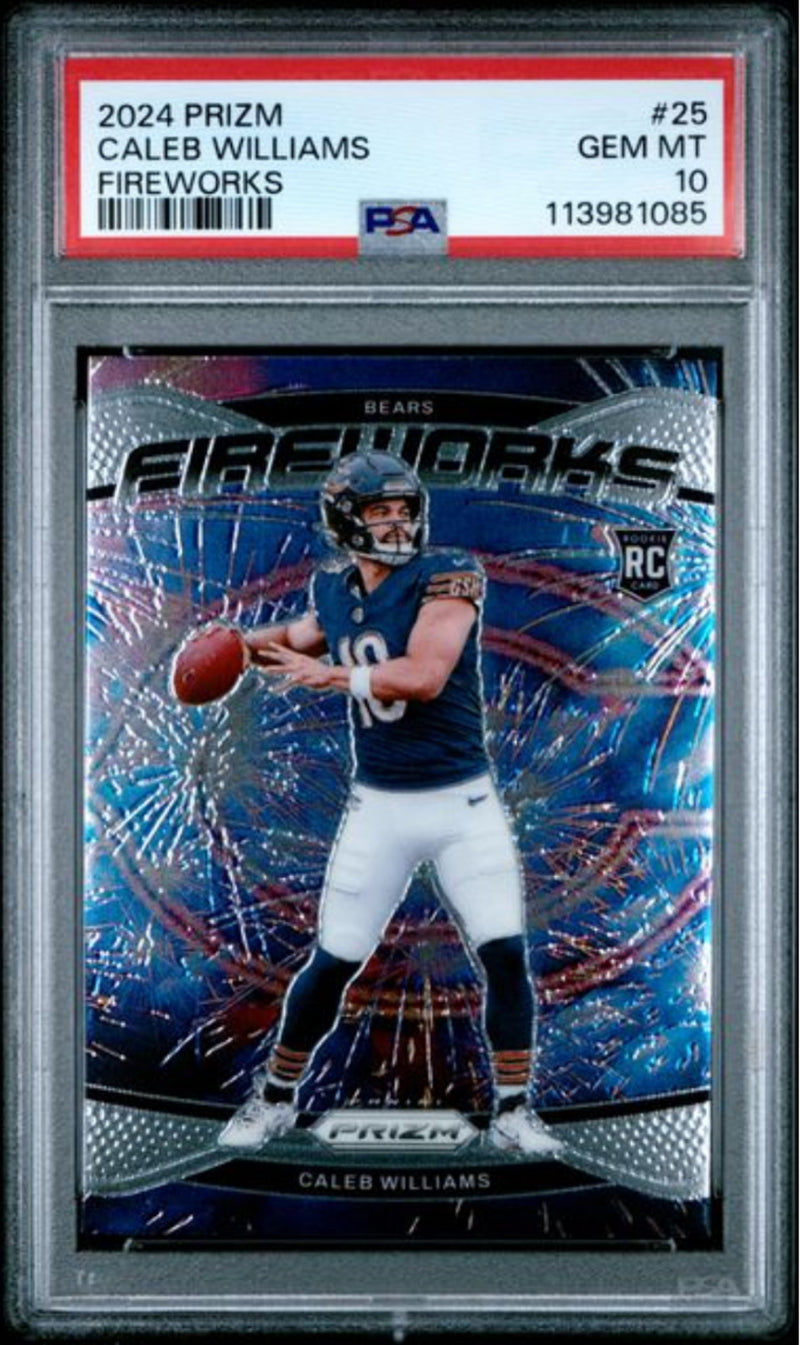 Graded 2024 Panini Prizm Caleb Williams #25 Firworks Rookie RC Card PSA 10 Mint-1
