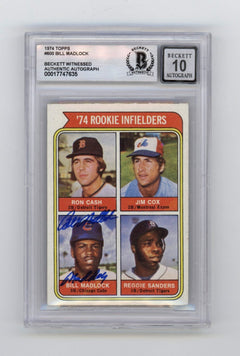 Bill Madlock 1974 Topps #600 RC Signed w/Mad Dog Insc Beckett BGS 10 Auto Cubs-1