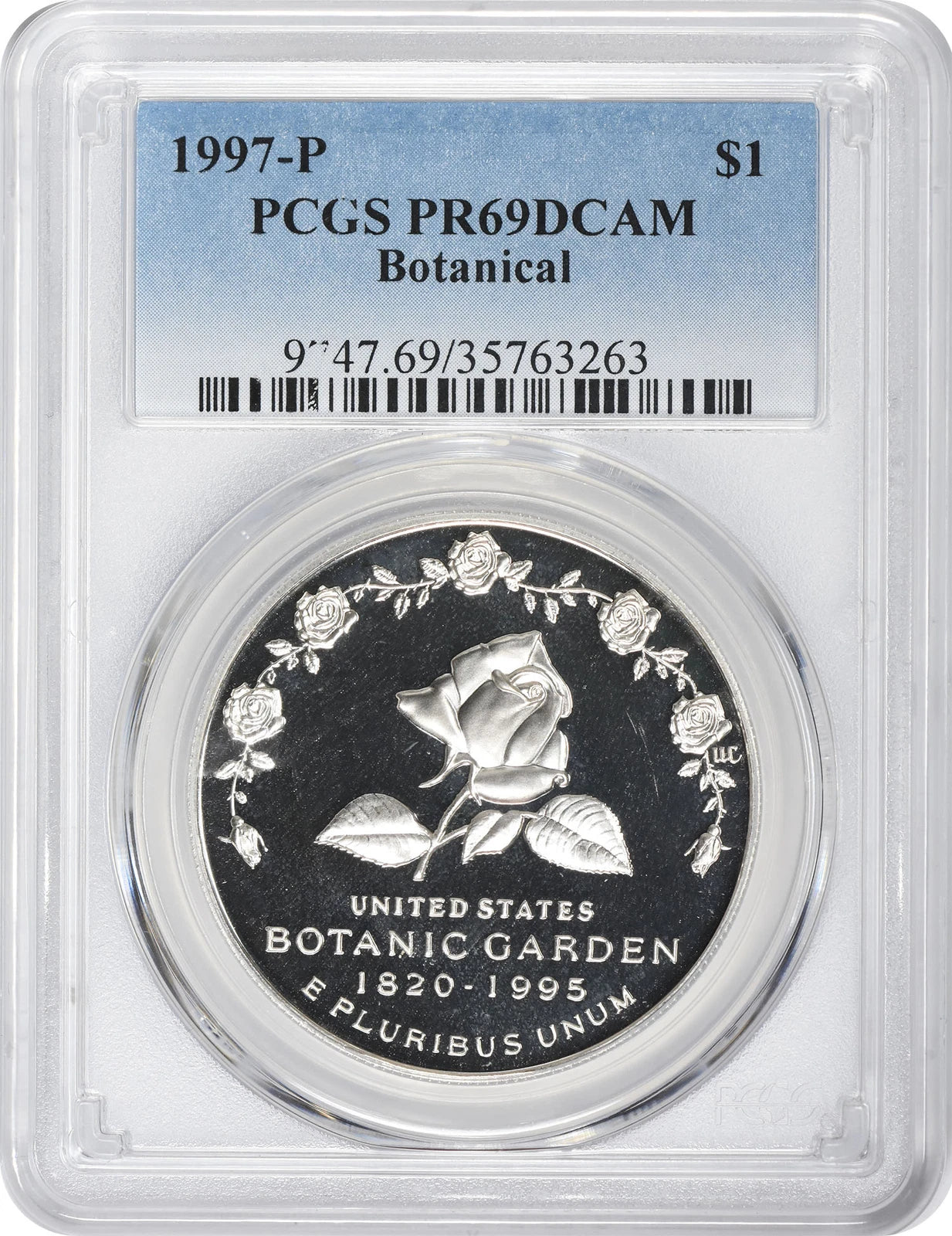 1997-P Botanical Silver Commemorative Dollar PR69DCAM PCGS Proof 69 Deep Cameo-1