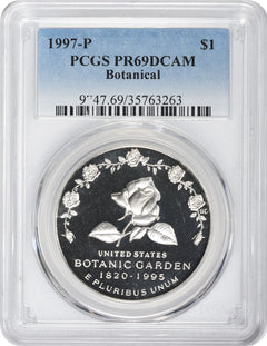 1997-P Botanical Silver Commemorative Dollar PR69DCAM PCGS Proof 69 Deep Cameo-1