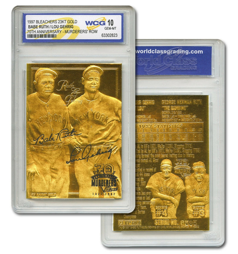 YANKEES MURDERERS' ROW BABE RUTH & LOU GEHRIG 23KT GOLD CARD - GEM-MINT 10-2