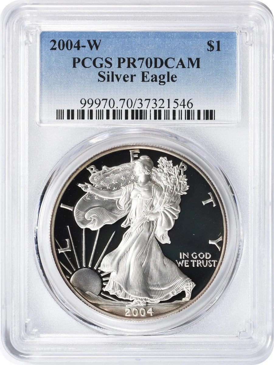 2004-W American Silver Eagle Dollar PR70DCAM PCGS Proof 70 Deep Cameo-1