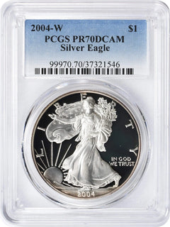 2004-W American Silver Eagle Dollar PR70DCAM PCGS Proof 70 Deep Cameo-1