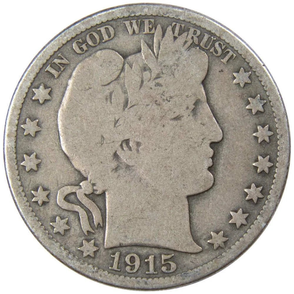 1915 D Barber Half Dollar G Good 90% Silver 50c US Type Coin Collectible-1