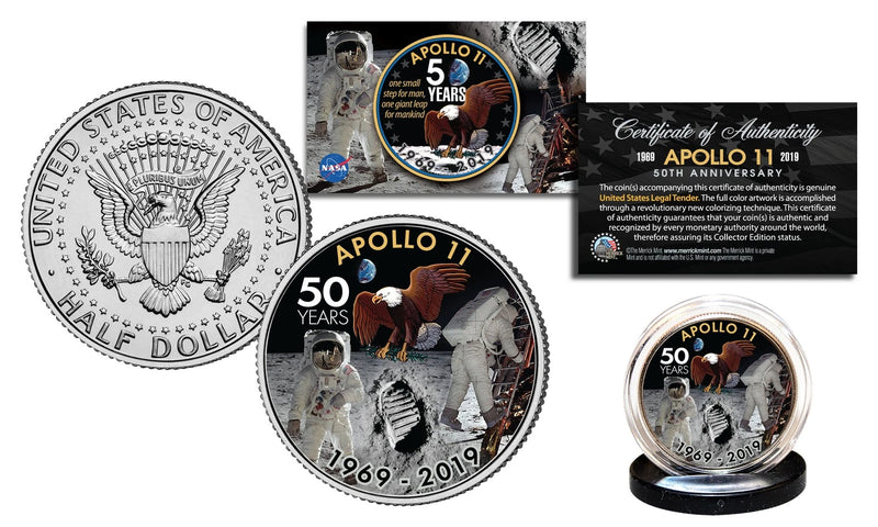 APOLLO 11 50th Anniversary Man on Moon Genuine JFK Kennedy Half Dollar US Coin-1