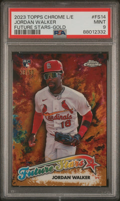 PSA 9 Jordan Walker RC /50 Gold #FS14 2023 Topps Chrome-1