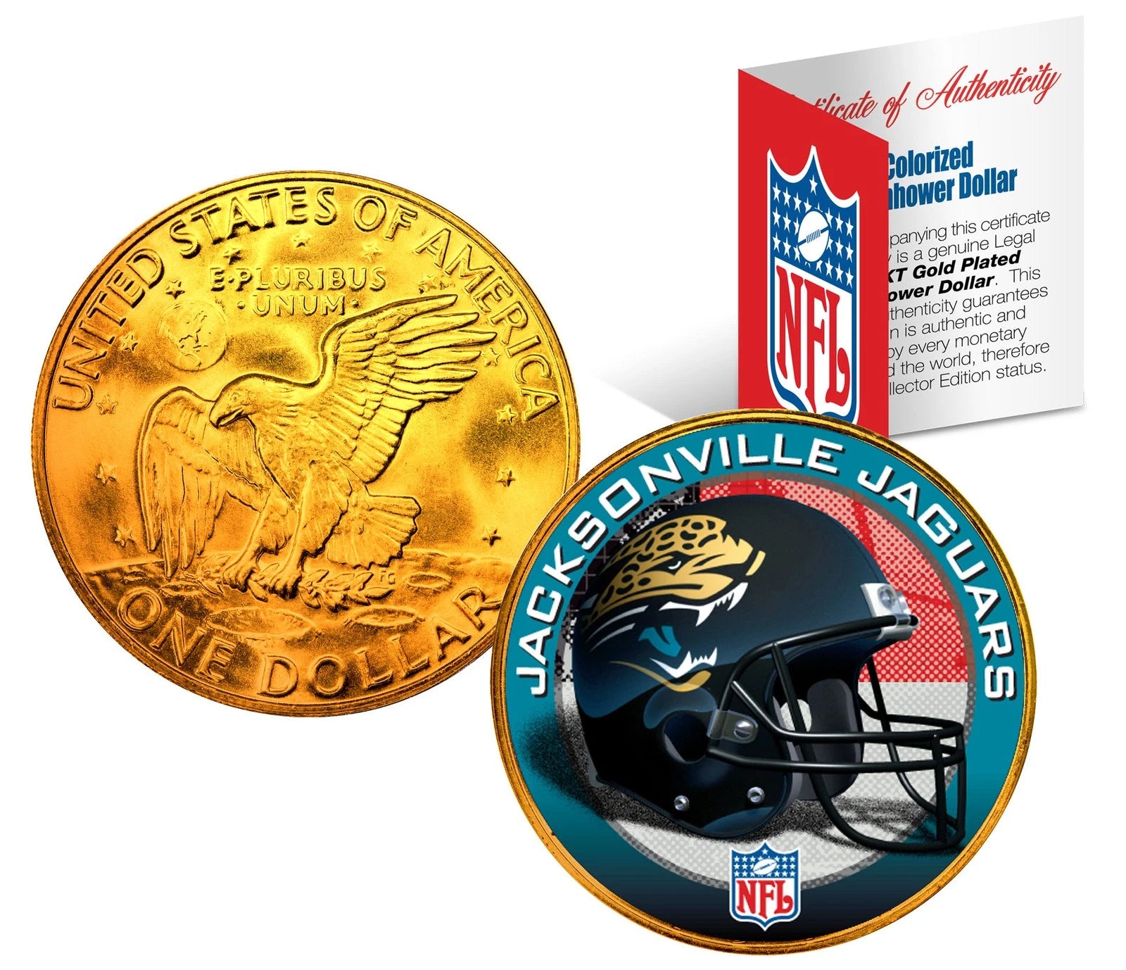 JACKSONVILLE JAGUARS NFL 24K Gold Plated IKE Dollar US Coin *NFL LICENSED*-1