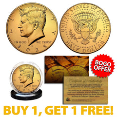 24K GOLD PLATED 2025-P JFK Kennedy Half Dollar Coin (P Mint) - BUY 1 GET 1 FREE-1