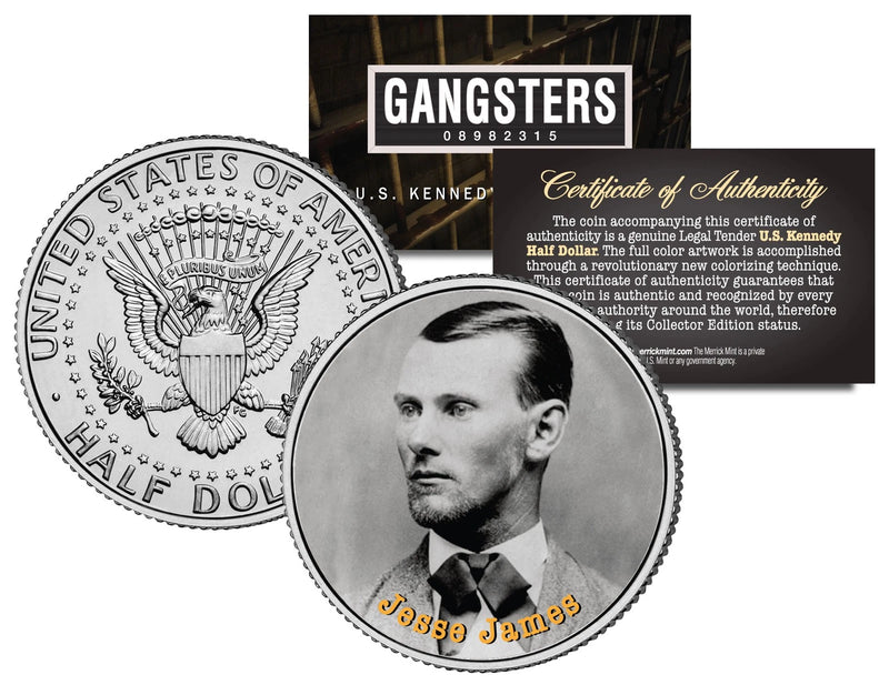 JESSE JAMES Outlaw Bank Robber JFK Kennedy Half Dollar U.S. Colorized Coin-1