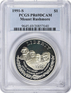 1991-S Mount Rushmore MT Silver Commemorative Dollar PR69DCAM PCGS Proof 69 DC-1