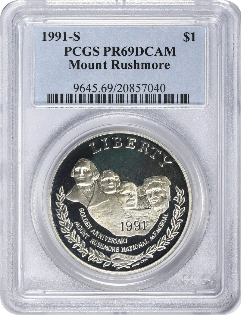 1991-S Mount Rushmore MT Silver Commemorative Dollar PR69DCAM PCGS Proof 69 DC-1