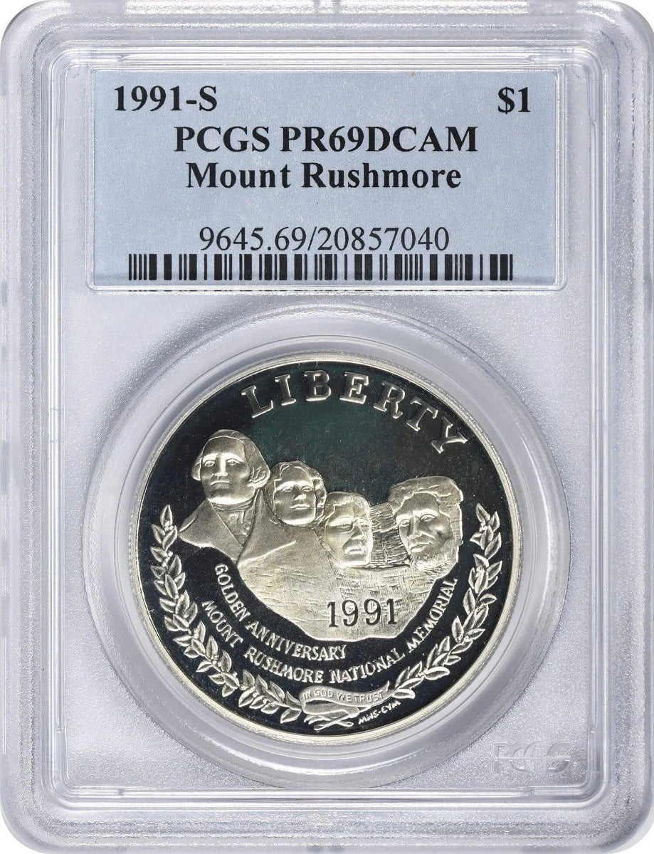 1991-S Mount Rushmore MT Silver Commemorative Dollar PR69DCAM PCGS Proof 69 DC