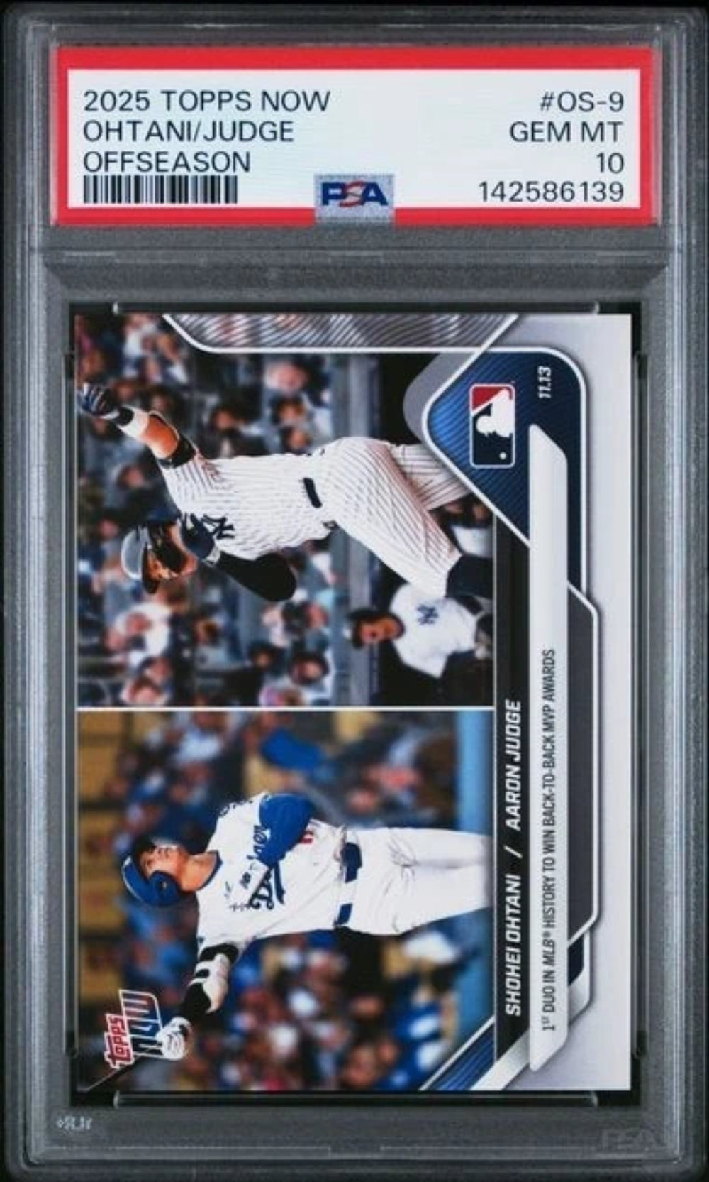 2025 Topps Now Offseason #OS-9 Shohei Ohtani / Aaron Judge PSA 10 GEM MINT MVP-1