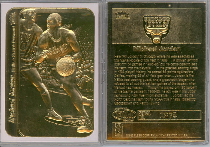 MICHAEL JORDAN 1998 FLEER STICKER '86 ROOKIE 23K GOLD S/N CARD - White Edge-1