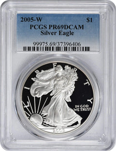 2005-W American Silver Eagle Dollar PR69DCAM PCGS Proof 69 Deep Cameo-1