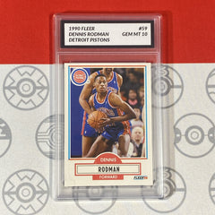 Graded 10 1990 Fleer Dennis Rodman Card 59 MINT Detroit Pistons GEM MINT-1