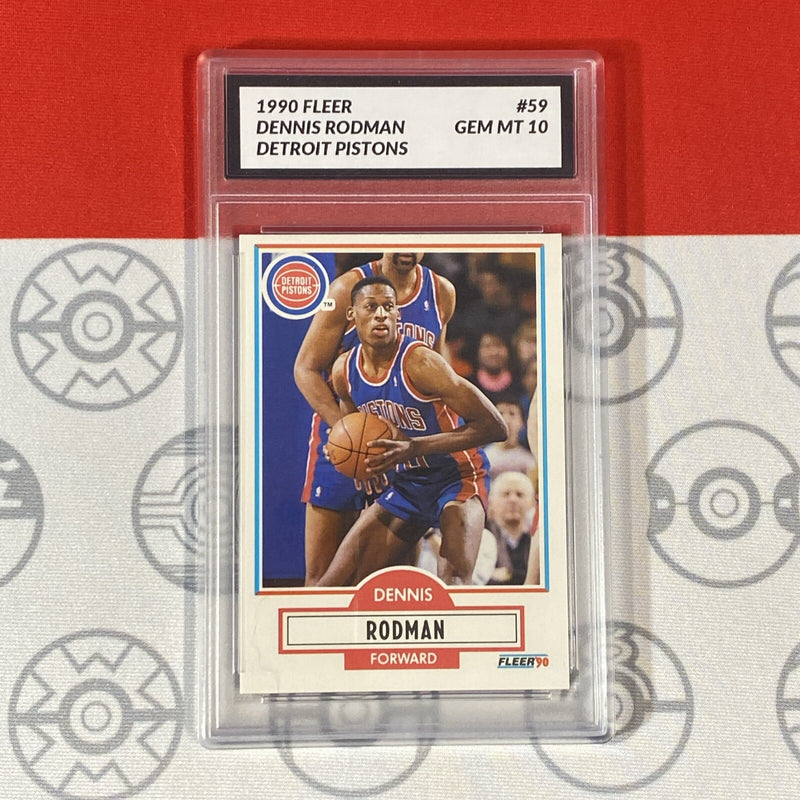 Graded 10 1990 Fleer Dennis Rodman Card 59 MINT Detroit Pistons GEM MINT-1