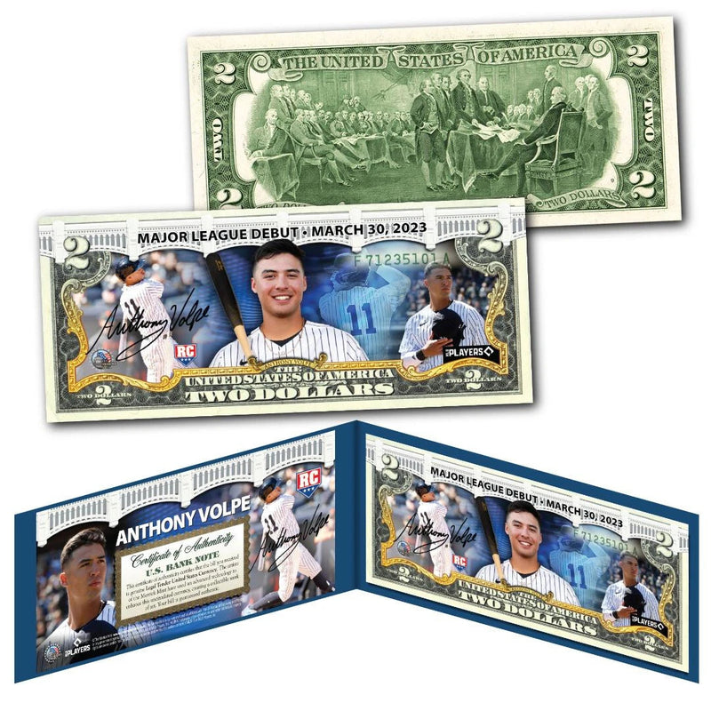 ANTHONY VOLPE NY Yankees ROOKIE RC Major League Baseball Debut Licensed $2 Bill-2
