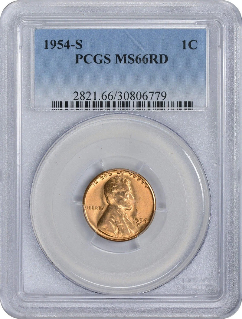 1954-S Lincoln Cent MS66RD PCGS-1