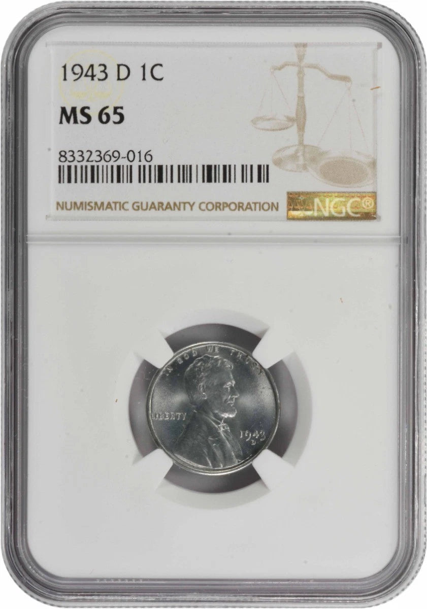 1943-D Steel Lincoln Cent MS65 NGC-1