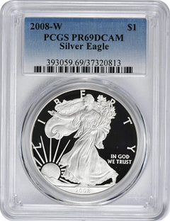 2008-W American Silver Eagle Dollar PR69DCAM PCGS Proof 69 Deep Cameo-1