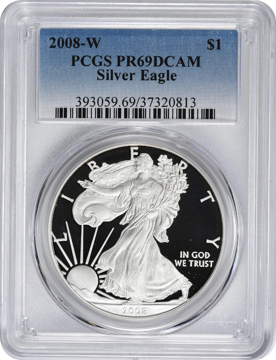2008-W American Silver Eagle Dollar PR69DCAM PCGS Proof 69 Deep Cameo