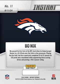Graded 10 Bo Nix #11 RC Rookie Card 2024 Panini Instant Denver Broncos-3